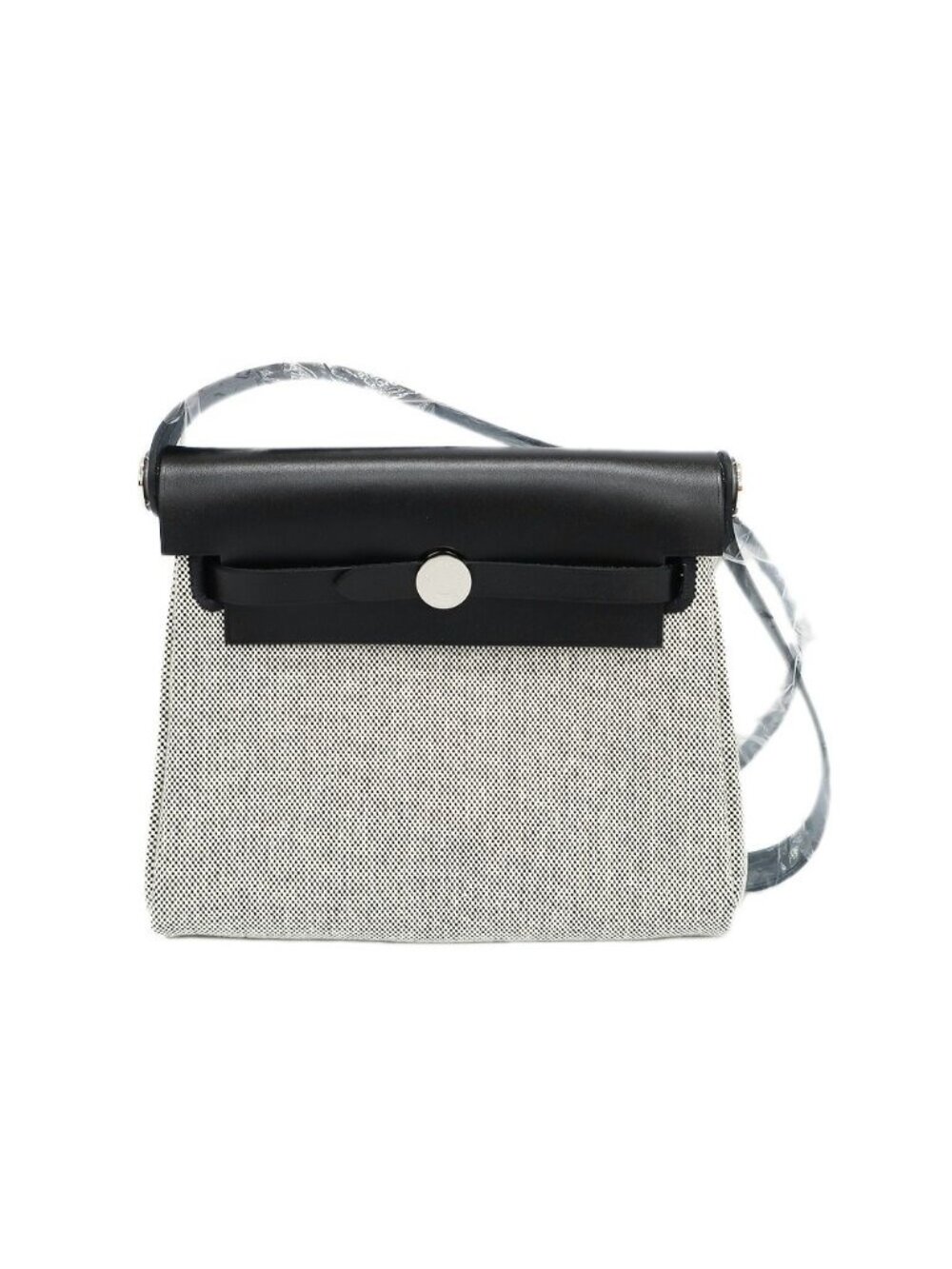 Hermes Herbag Zip 20 Shoulder Bag Gray Black Silver Vache Hunter Toile